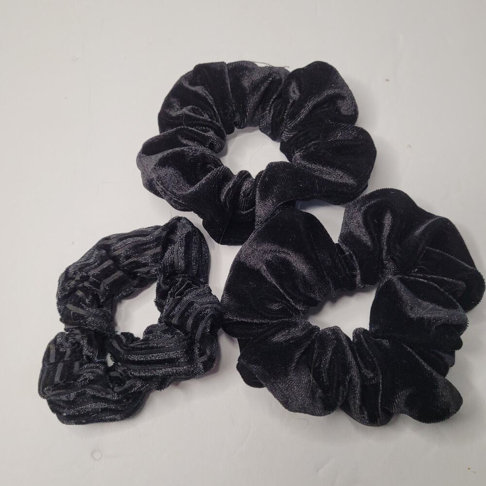 Three Pack Black Hair Scrunchies - Stylish & Gentle Hair Ties
